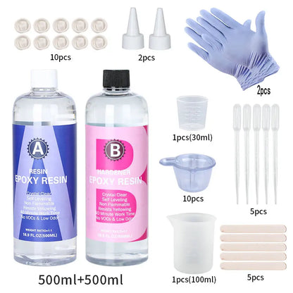 1:1 Crystal Clear Epoxy Resin Kit High Gloss & Bubbles Free Art Resin Supplies for Coating and Casting Craft DIY Jewelry Making