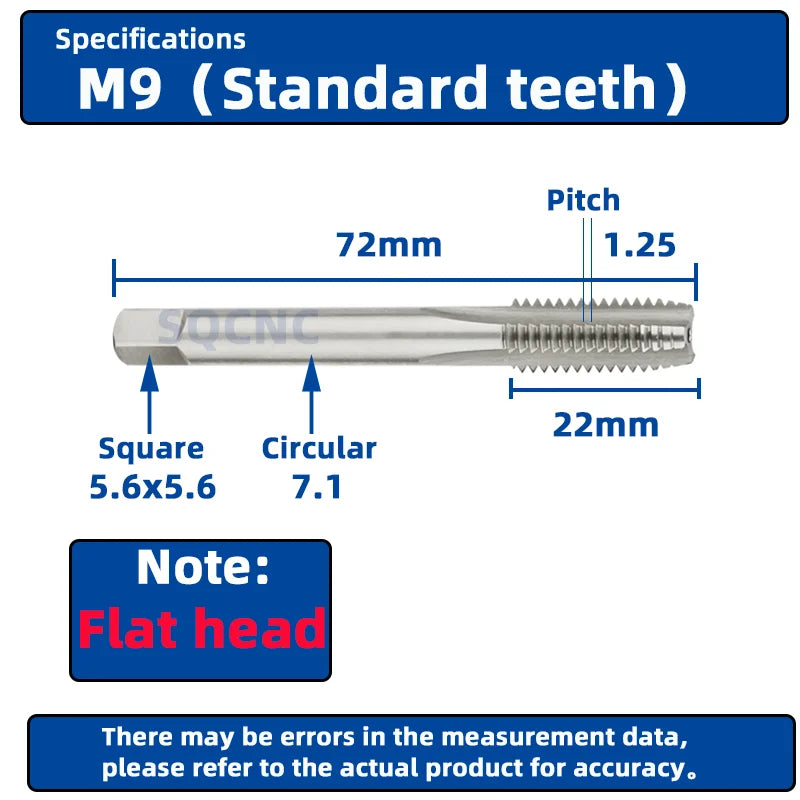 SIQICNC Right Hand Thread Tap HSS Machine Plug Tap Metric Screw Tap Drill Thread Tool M2 M3 M4 M6 M7 M8 M10 M12 M14 Hand Tools