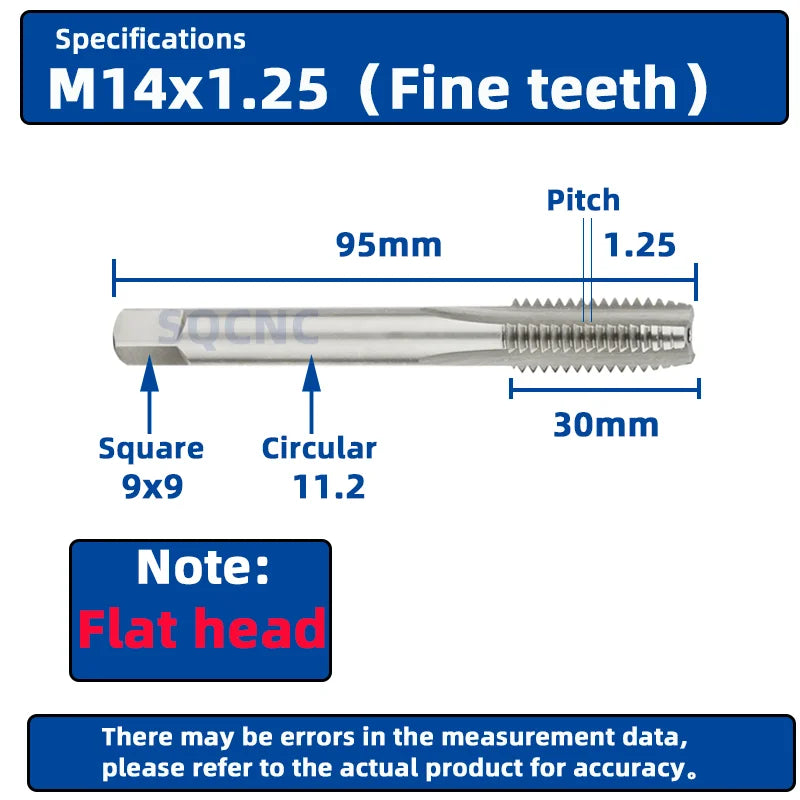 SIQICNC Right Hand Thread Tap HSS Machine Plug Tap Metric Screw Tap Drill Thread Tool M2 M3 M4 M6 M7 M8 M10 M12 M14 Hand Tools