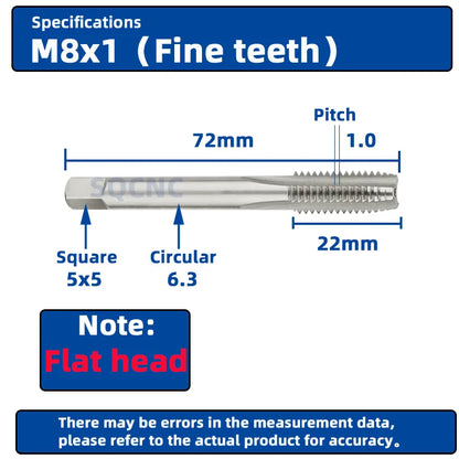 SIQICNC Right Hand Thread Tap HSS Machine Plug Tap Metric Screw Tap Drill Thread Tool M2 M3 M4 M6 M7 M8 M10 M12 M14 Hand Tools