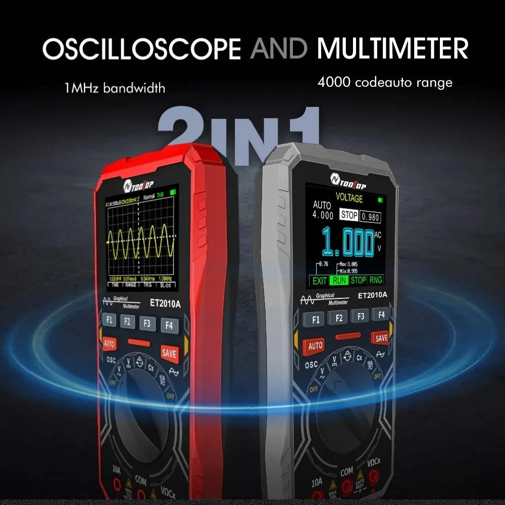 TOOLTOP ET2010A 2 IN 1 Digital Oscilloscope Multimeter 2.5Msps 1MHz Portable Multimeter Multifunctional Electrical Test Tool