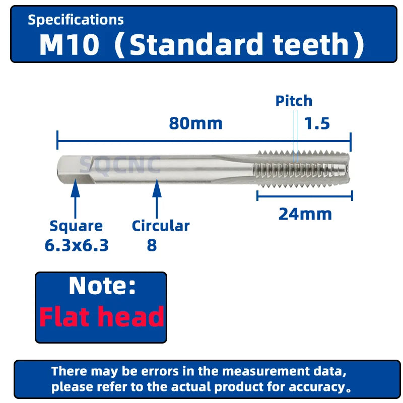 SIQICNC Right Hand Thread Tap HSS Machine Plug Tap Metric Screw Tap Drill Thread Tool M2 M3 M4 M6 M7 M8 M10 M12 M14 Hand Tools