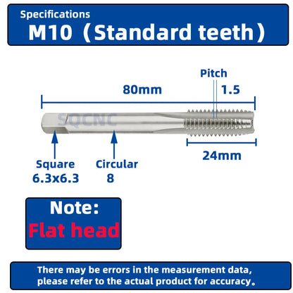 SIQICNC Right Hand Thread Tap HSS Machine Plug Tap Metric Screw Tap Drill Thread Tool M2 M3 M4 M6 M7 M8 M10 M12 M14 Hand Tools