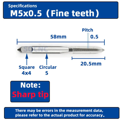 SIQICNC Right Hand Thread Tap HSS Machine Plug Tap Metric Screw Tap Drill Thread Tool M2 M3 M4 M6 M7 M8 M10 M12 M14 Hand Tools
