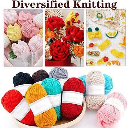 KOVEEN 59Pcs/Set  Portable Crochet Knitting Set DIY Beginner Crochet Hook Kit With Storage Bag Material Pack and Storage Tools
