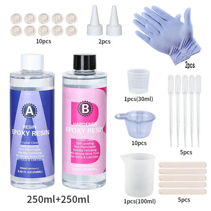 1:1 Crystal Clear Epoxy Resin Kit High Gloss & Bubbles Free Art Resin Supplies for Coating and Casting Craft DIY Jewelry Making