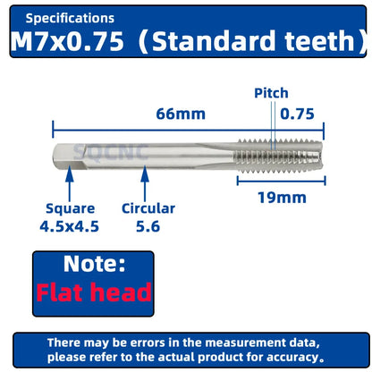 SIQICNC Right Hand Thread Tap HSS Machine Plug Tap Metric Screw Tap Drill Thread Tool M2 M3 M4 M6 M7 M8 M10 M12 M14 Hand Tools