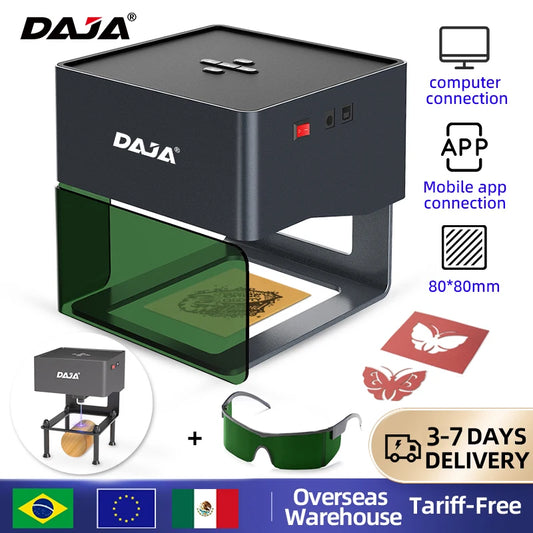 DAJA DJ6 Mini Portable Laser Engraver Diy Bluetooth Machine Painted Dog Tag Paper Leather Wooden Plastic Logo CNC Machine