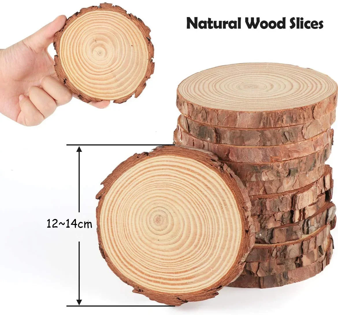 3-16CM Thick Natural Pine Round Unfinished Wood Slices Circles With Tree Bark Log Discs DIY Crafts Wedding Party Painting 1-10pc