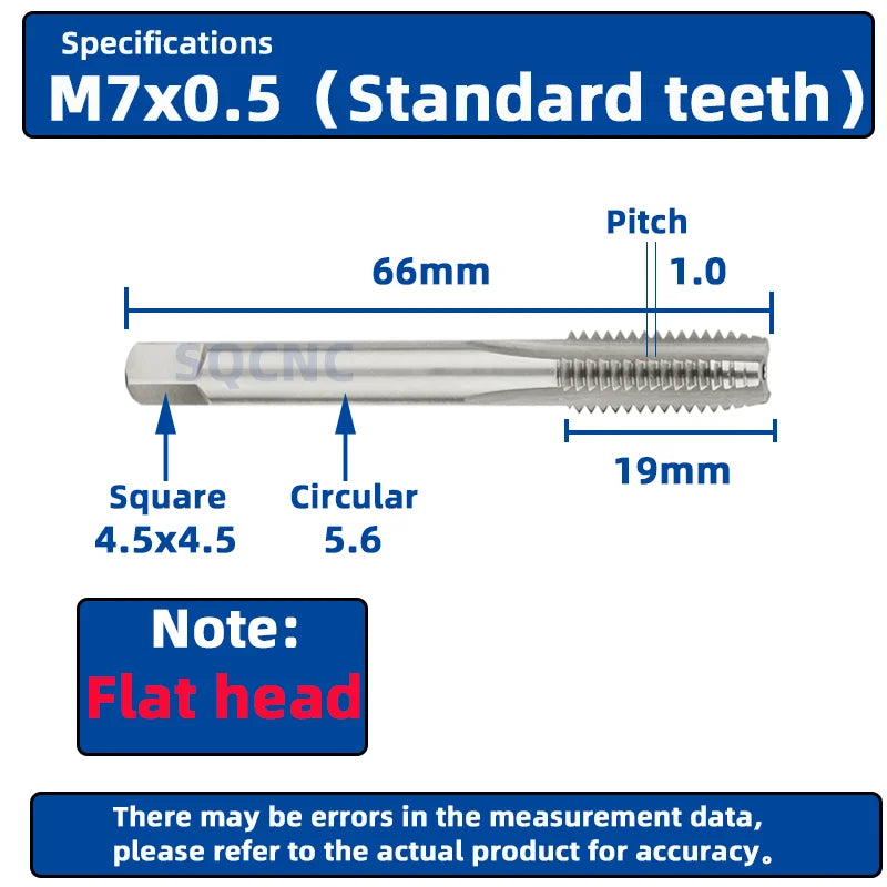 SIQICNC Right Hand Thread Tap HSS Machine Plug Tap Metric Screw Tap Drill Thread Tool M2 M3 M4 M6 M7 M8 M10 M12 M14 Hand Tools
