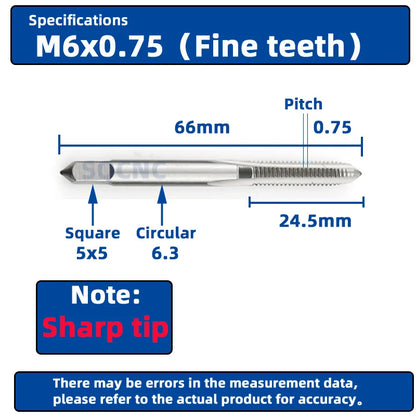 SIQICNC Right Hand Thread Tap HSS Machine Plug Tap Metric Screw Tap Drill Thread Tool M2 M3 M4 M6 M7 M8 M10 M12 M14 Hand Tools