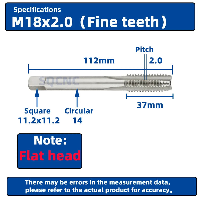 SIQICNC Right Hand Thread Tap HSS Machine Plug Tap Metric Screw Tap Drill Thread Tool M2 M3 M4 M6 M7 M8 M10 M12 M14 Hand Tools