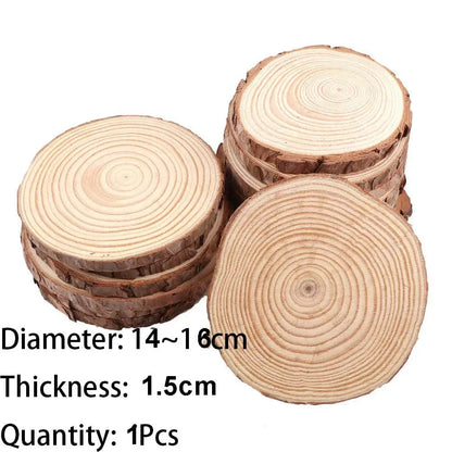 3-16CM Thick Natural Pine Round Unfinished Wood Slices Circles With Tree Bark Log Discs DIY Crafts Wedding Party Painting 1-10pc