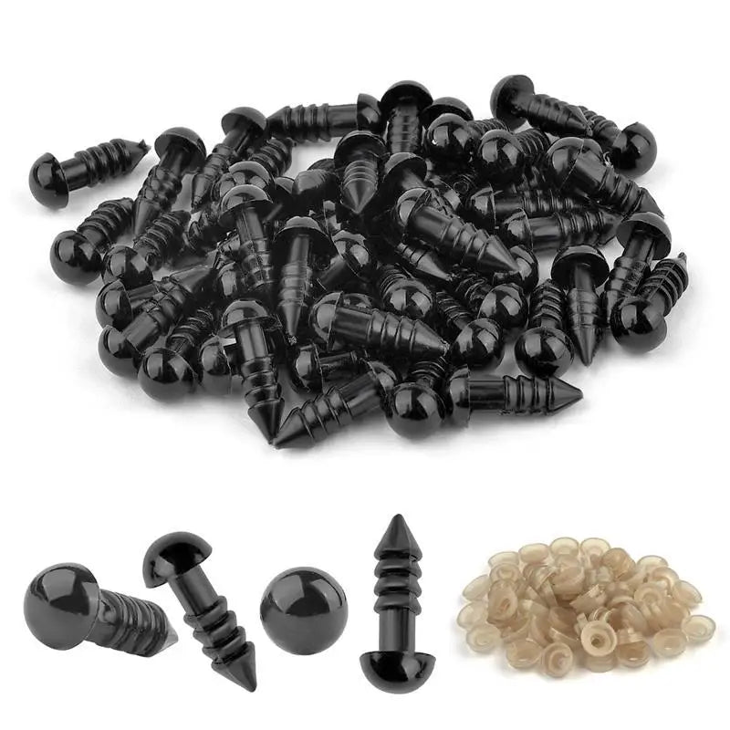 50/100pcs 5-20mm Safety Eyes Eyeball Black Plastic Doll Accessories  For Toys Amigurumi Diy Kit Crafts Eyes Animal Doll Decor