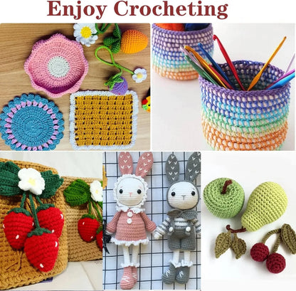KOVEEN 59Pcs/Set  Portable Crochet Knitting Set DIY Beginner Crochet Hook Kit With Storage Bag Material Pack and Storage Tools